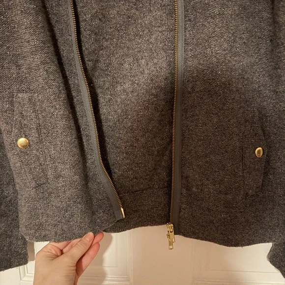 J. Crew Merino Wool Women's Gray Sweater Jacket - Picture 4 of 5